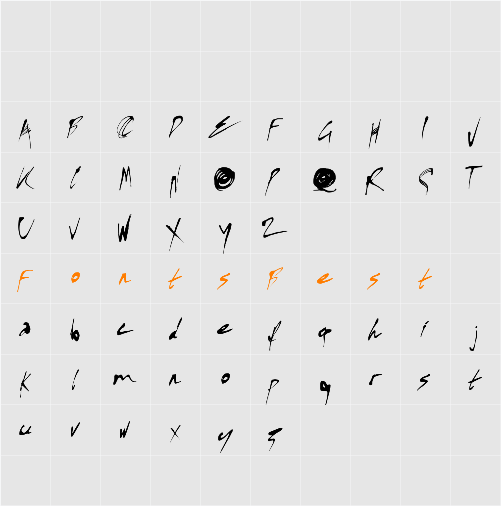 Kylie X Font Character Map