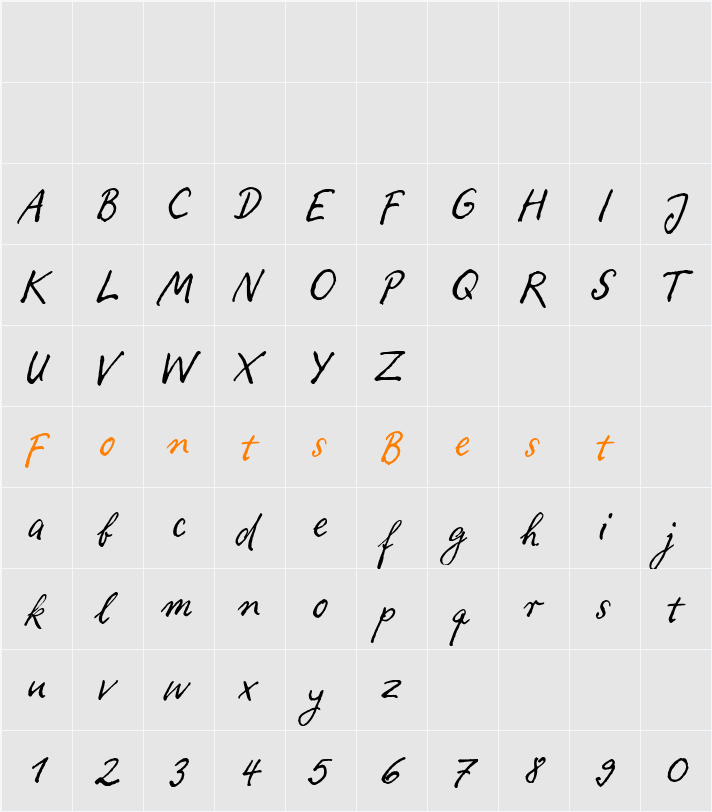 RopsenScript-Regular Character Map