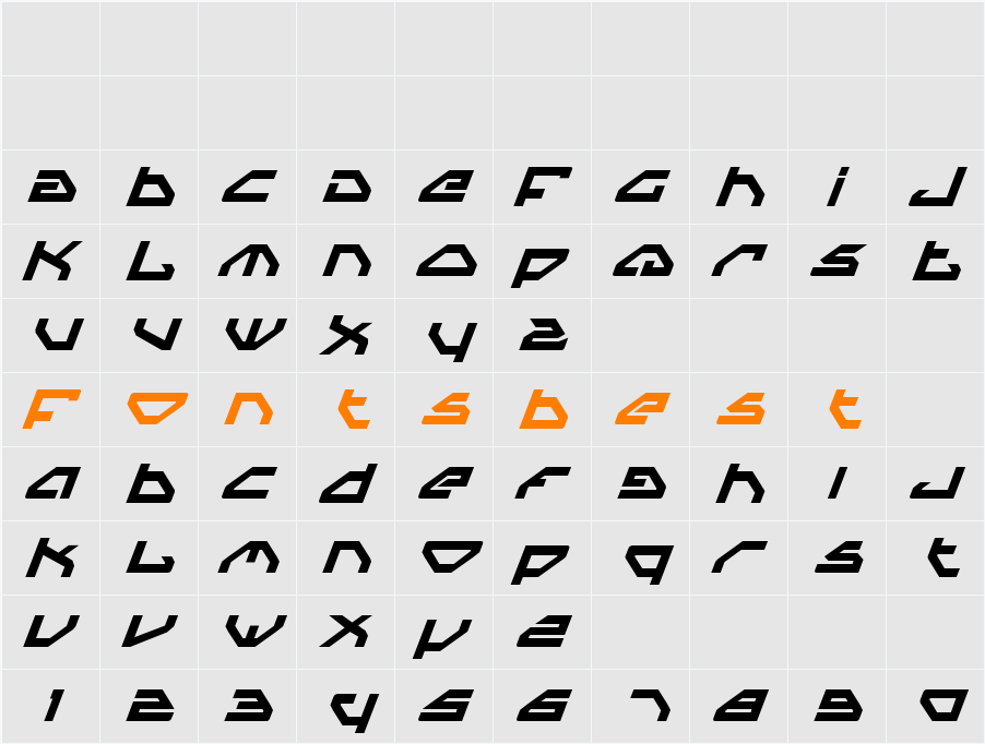 Spylord Bold Italic Character Map