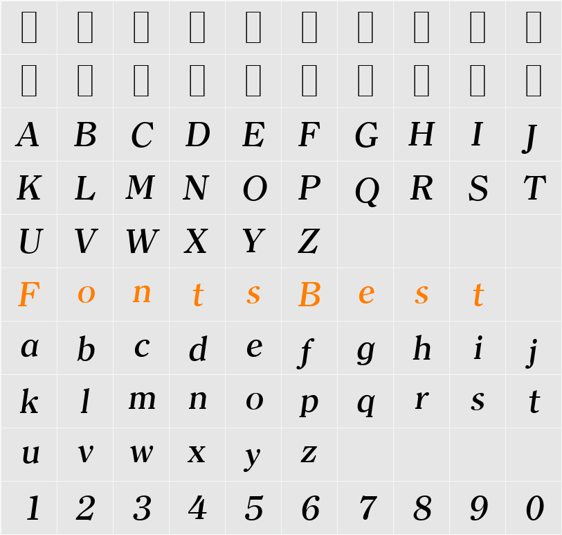 ClearfaceSerial-Medium Character Map