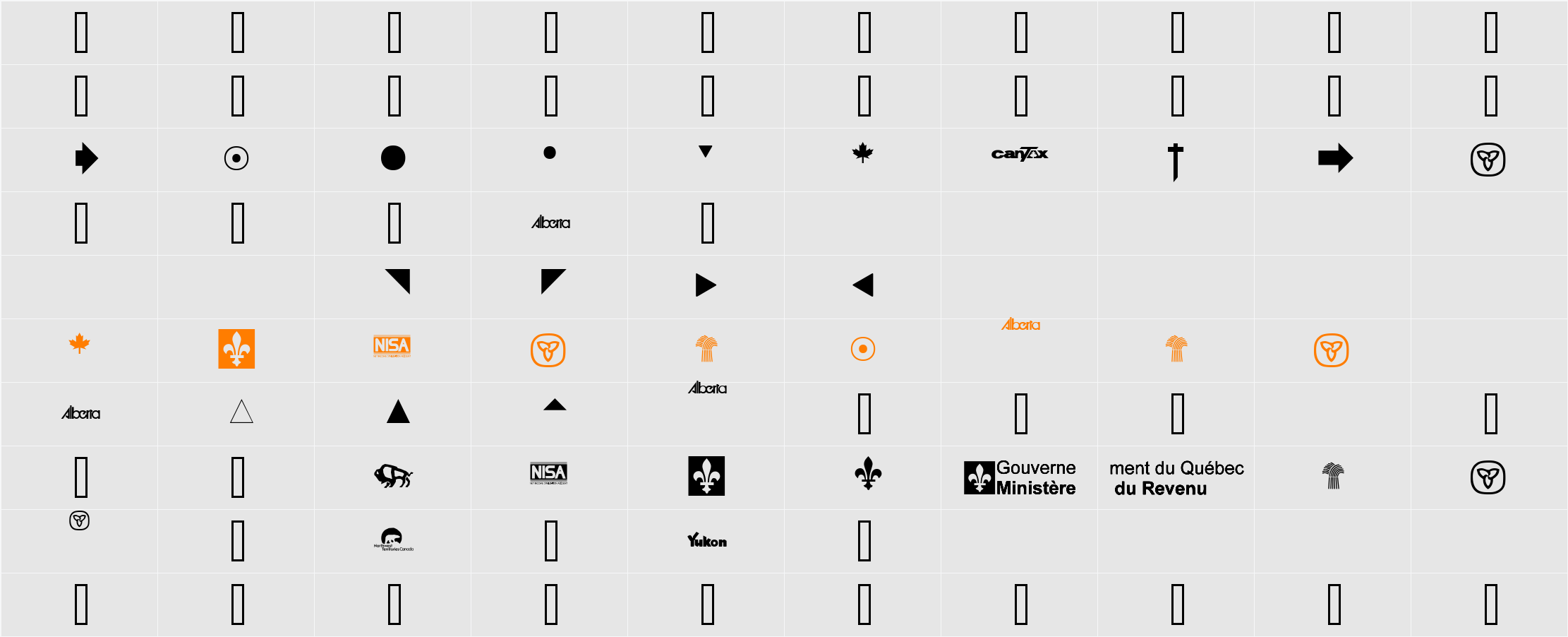 Tax Fonts Character Map