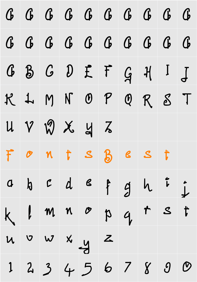 Prestica Character Map