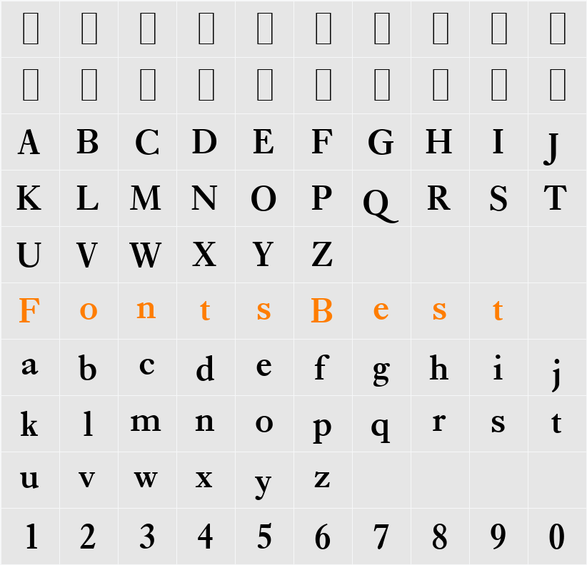 E720-Roman Character Map