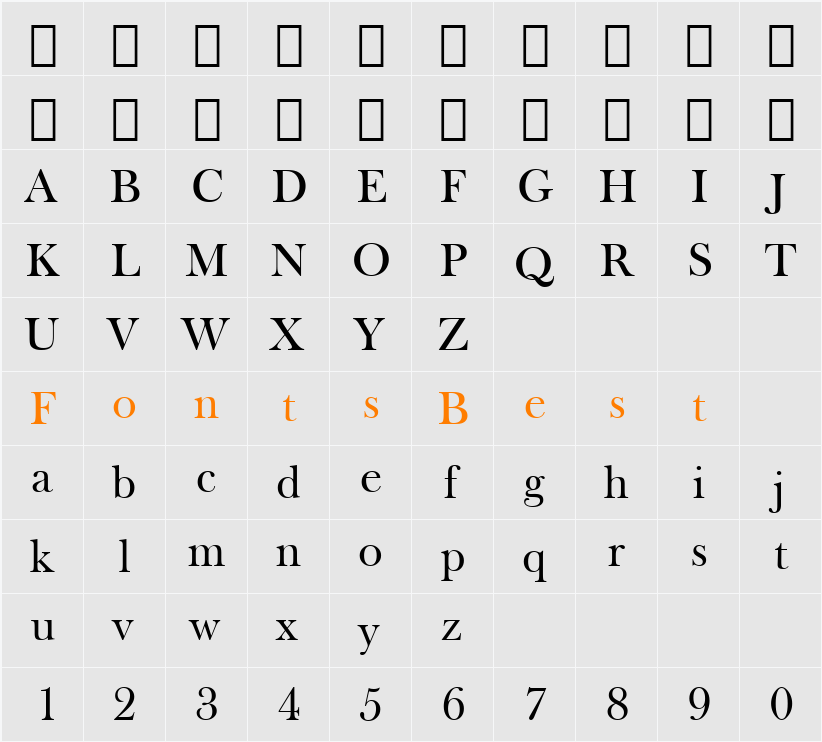 FrysBaskerville BT Character Map