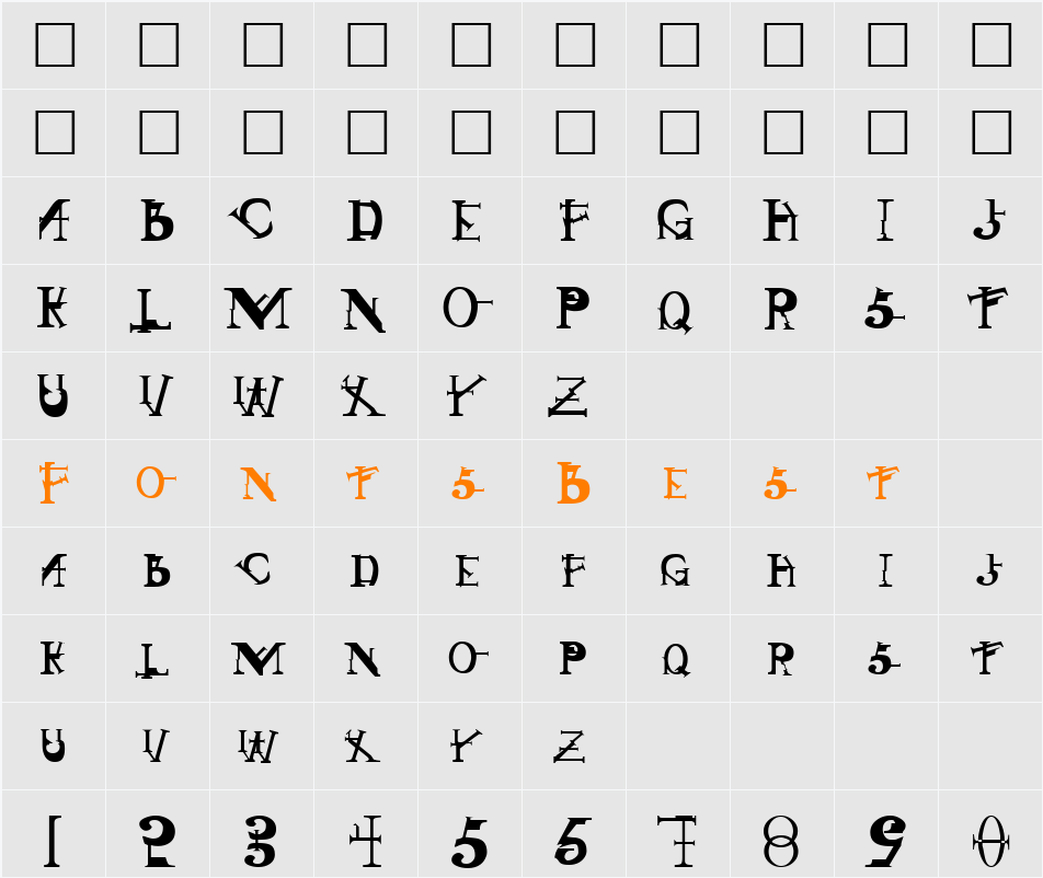 Singothic Character Map