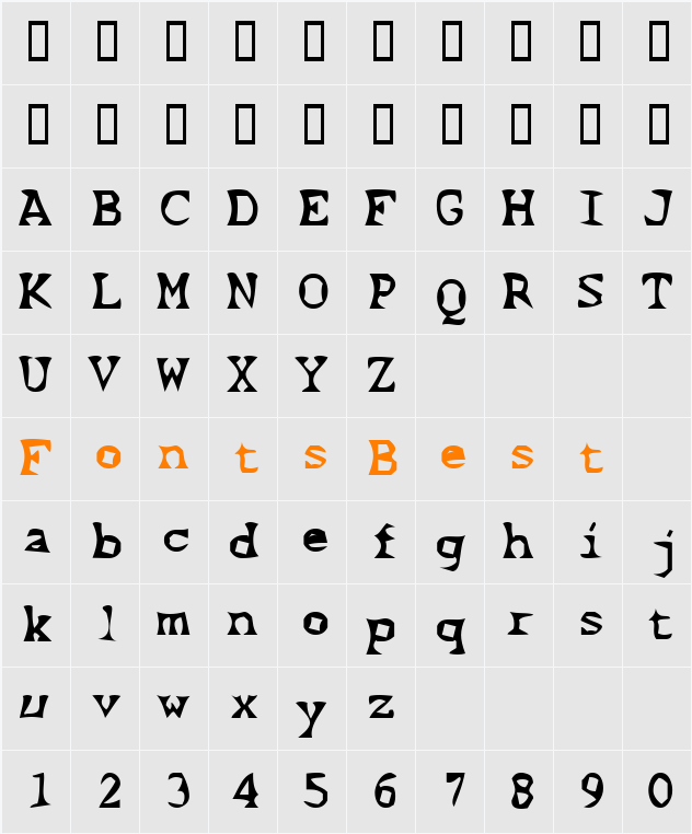 Scissor Cuts 2 Character Map