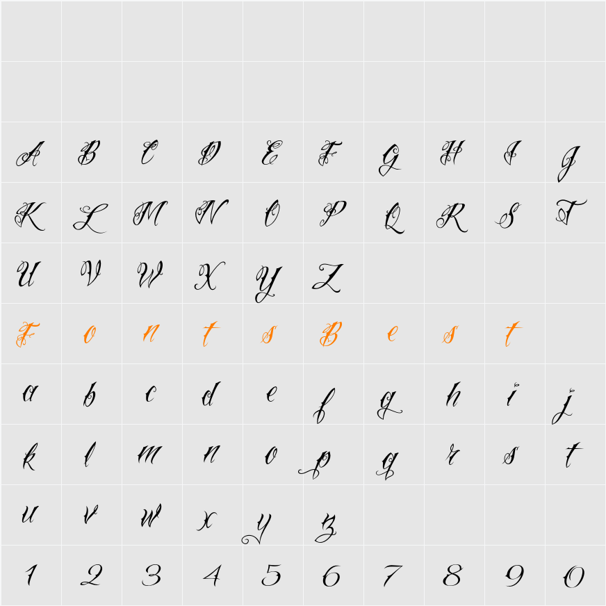 Vtc-NueTattooScript Character Map
