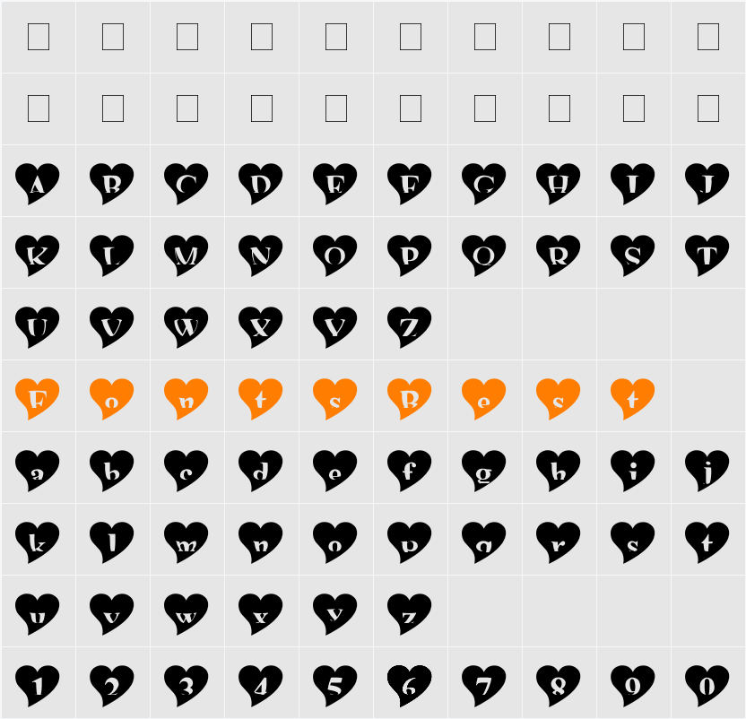 mashy Valentine Character Map
