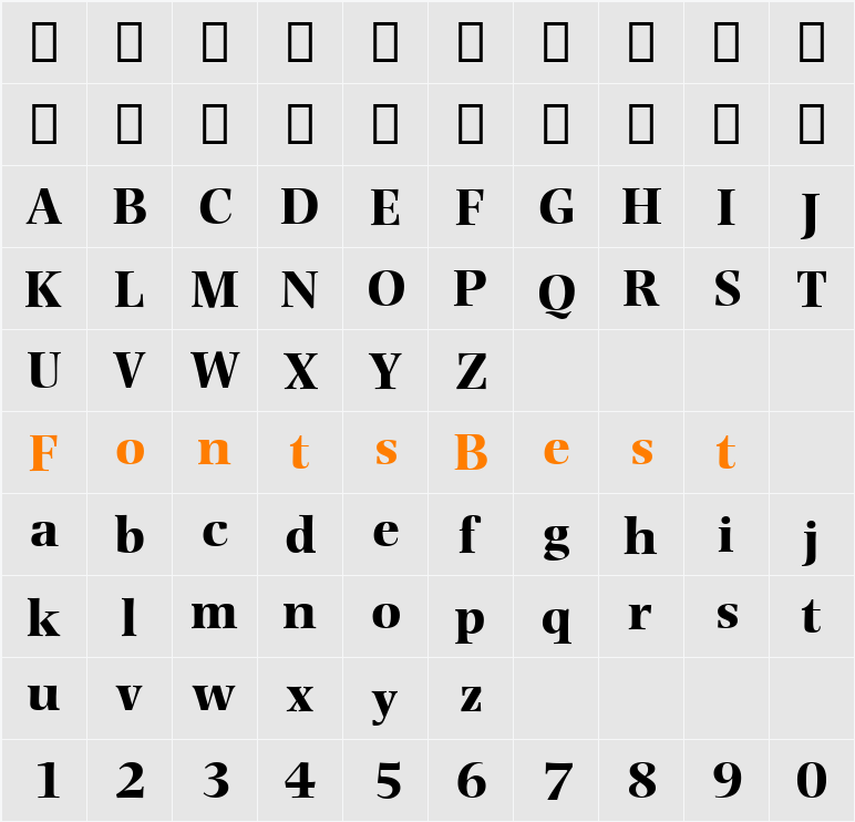 Photina MT Character Map