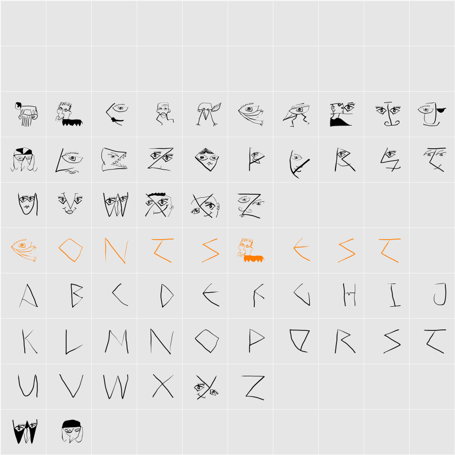 ScribbleDichFrei Character Map