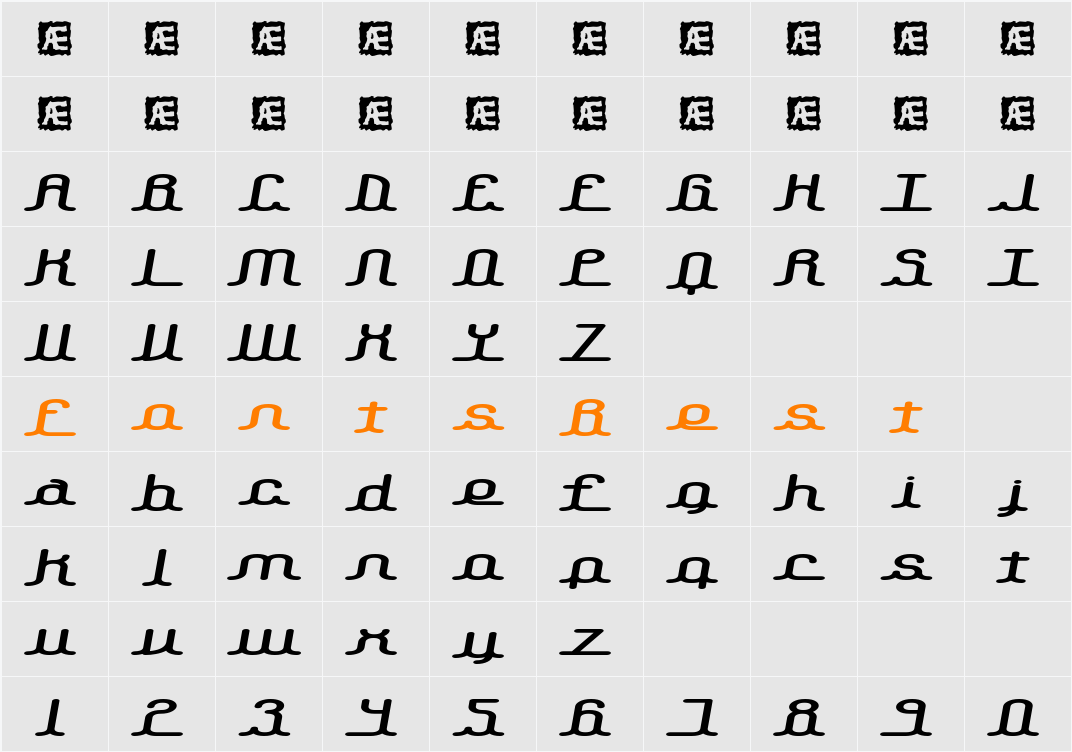 Lowdown BRK Character Map