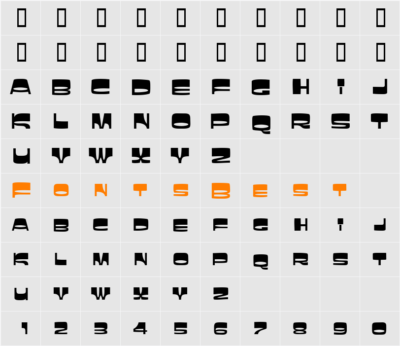 Sunbelt Character Map