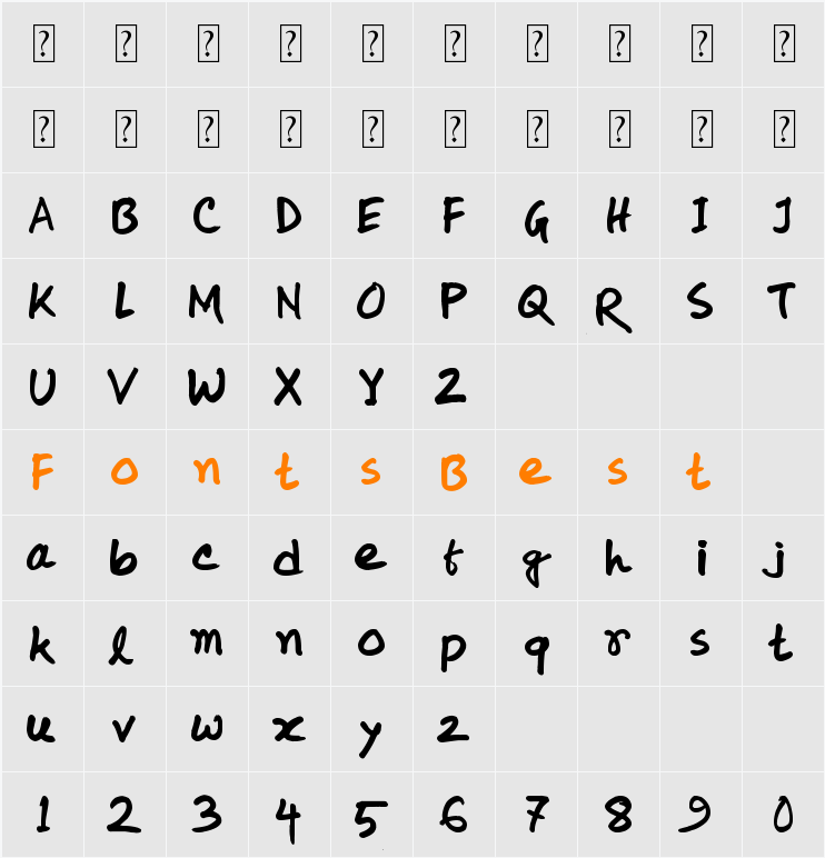 koly-Handwriting Character Map