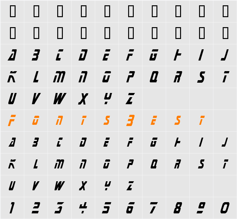 JadeCondensed Character Map