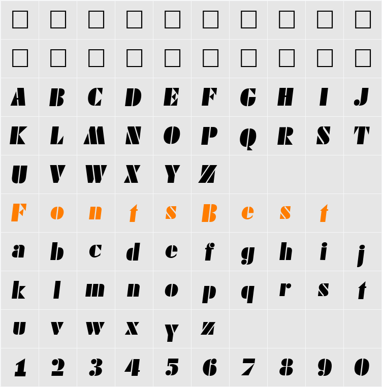 DaytonItal Character Map