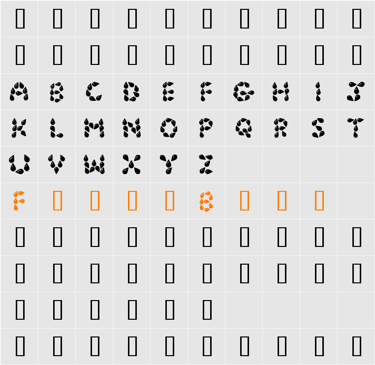 JI Shiny Seeds Character Map