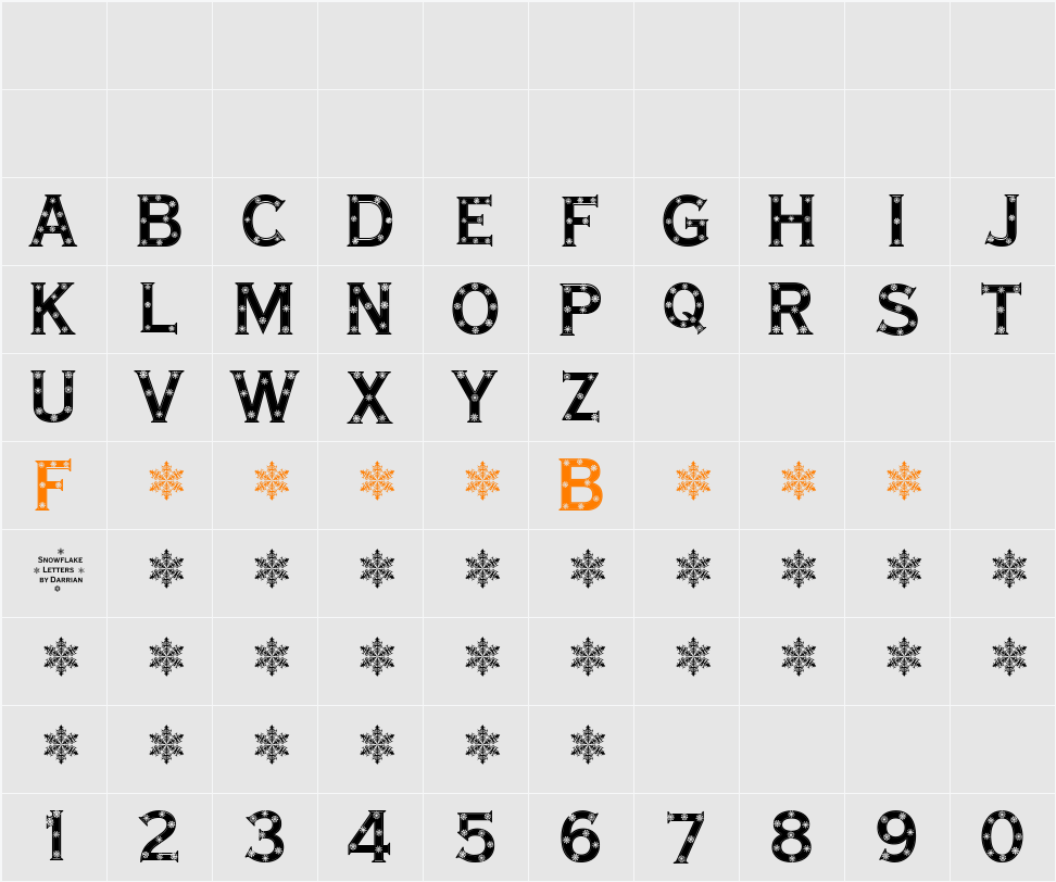 Snowflake Letters Character Map
