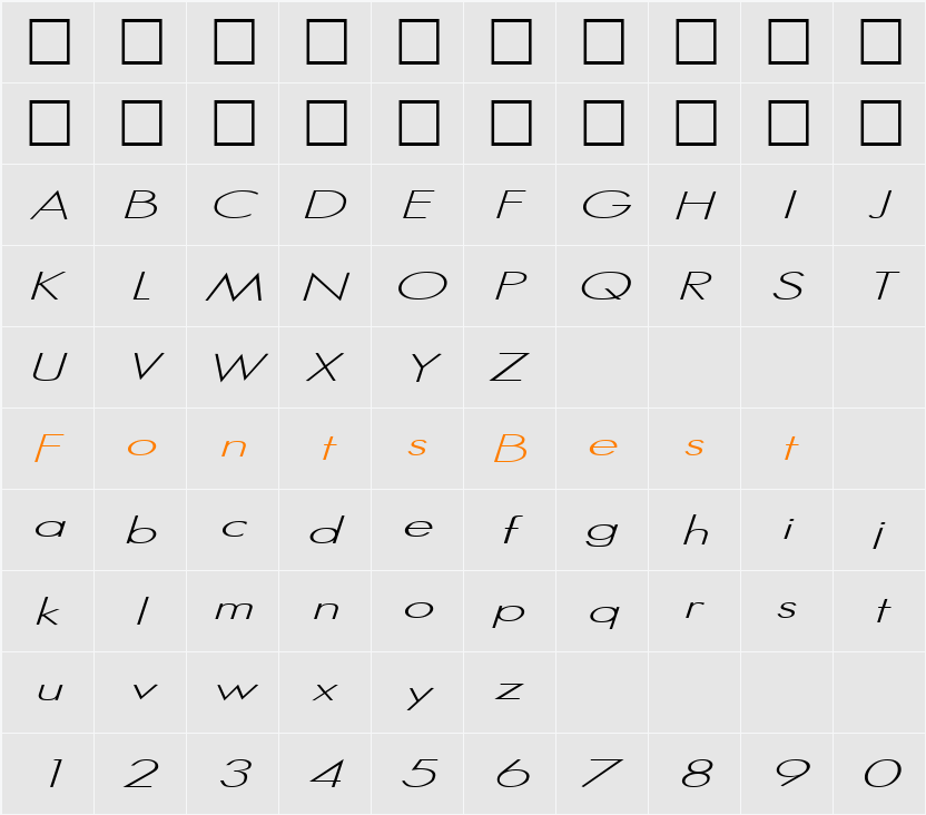 SansSerif Character Map