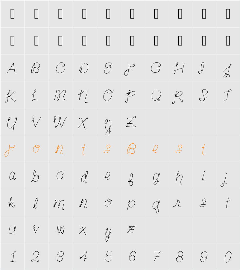 LavenderSweetOrange Character Map