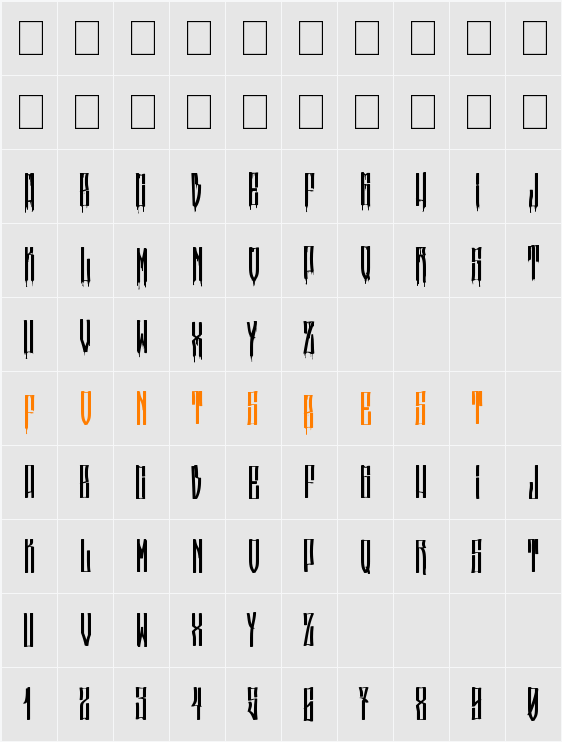Pincel Character Map