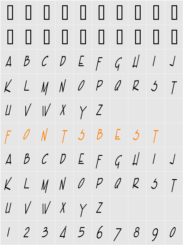 Enview Xtra Light Character Map