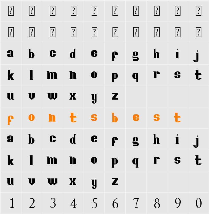Posterfont Character Map