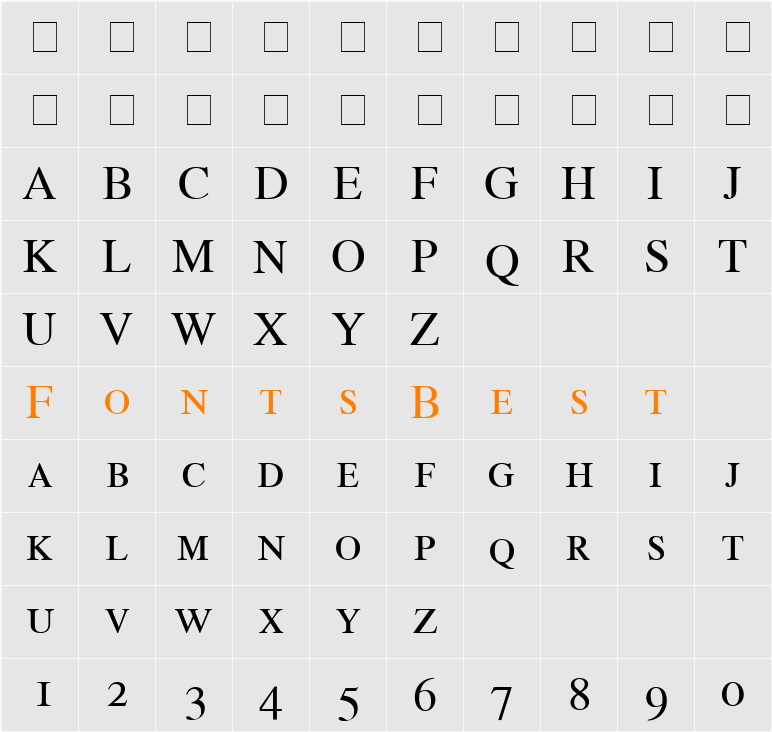 Greco OldStyle SSi Character Map