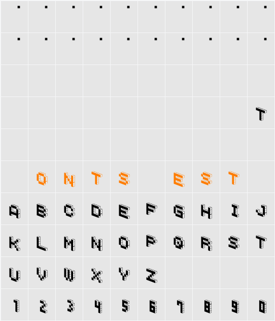DemonCubicBlockFont Black Character Map