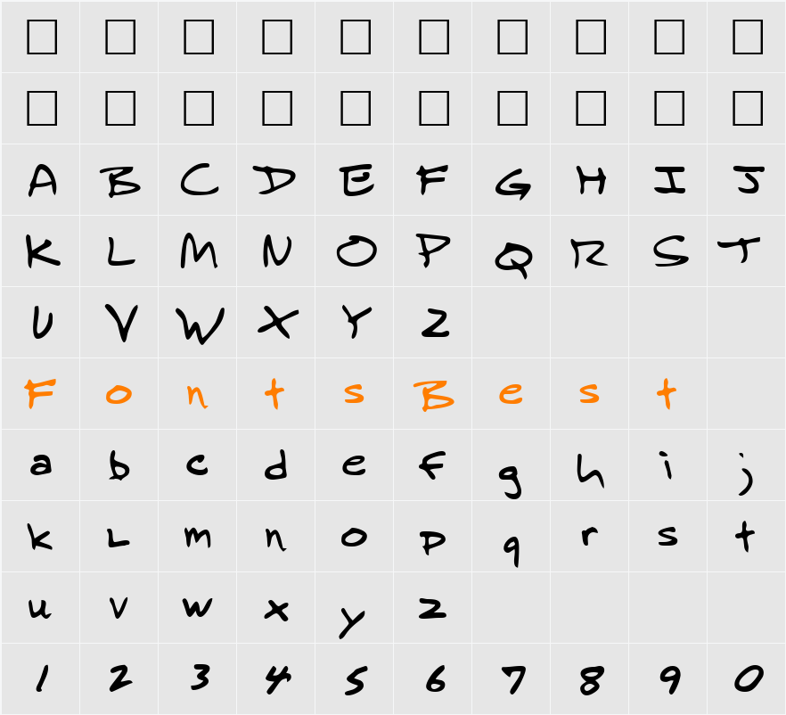 RalphsHand Character Map