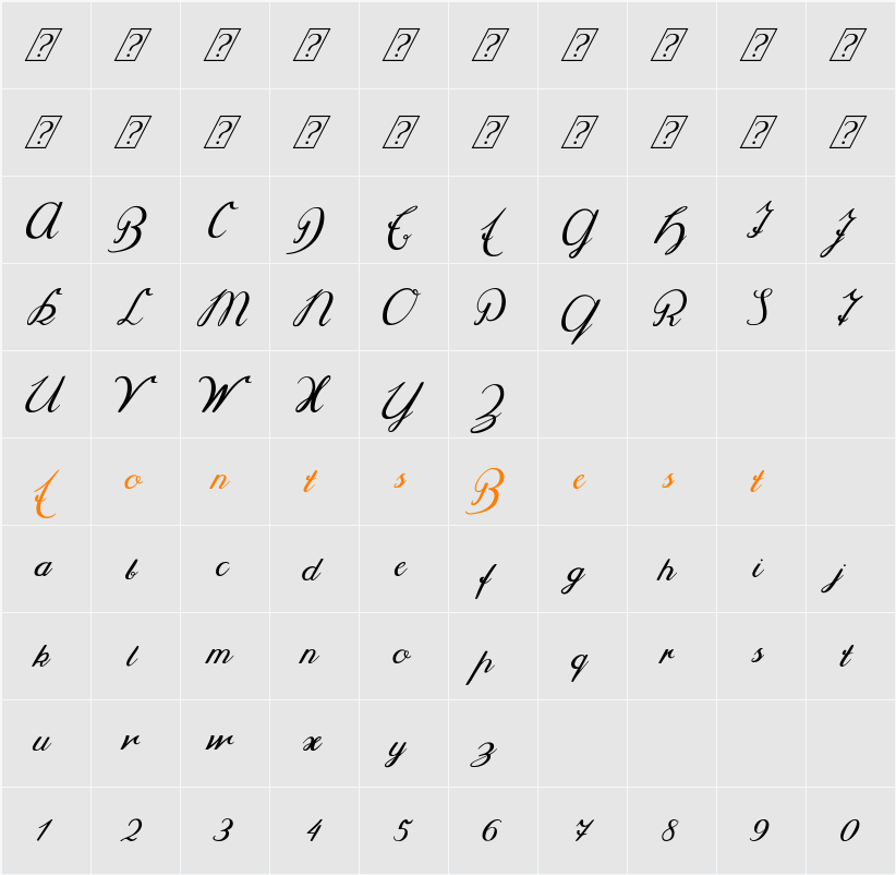 Selya Character Map