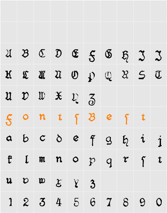 F25 BlackletterTypewriter Character Map