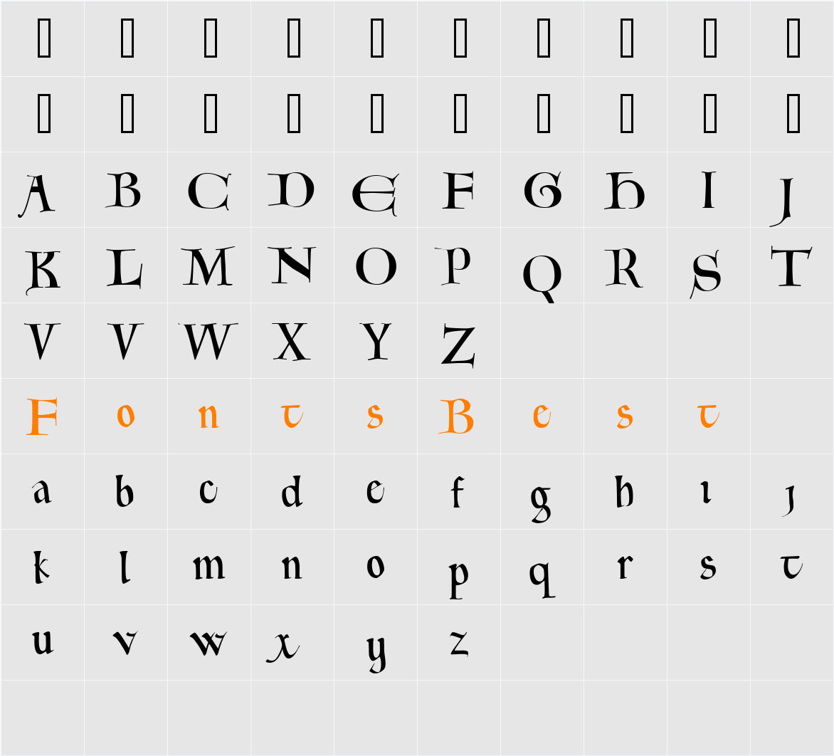 Pontifica Demo Character Map