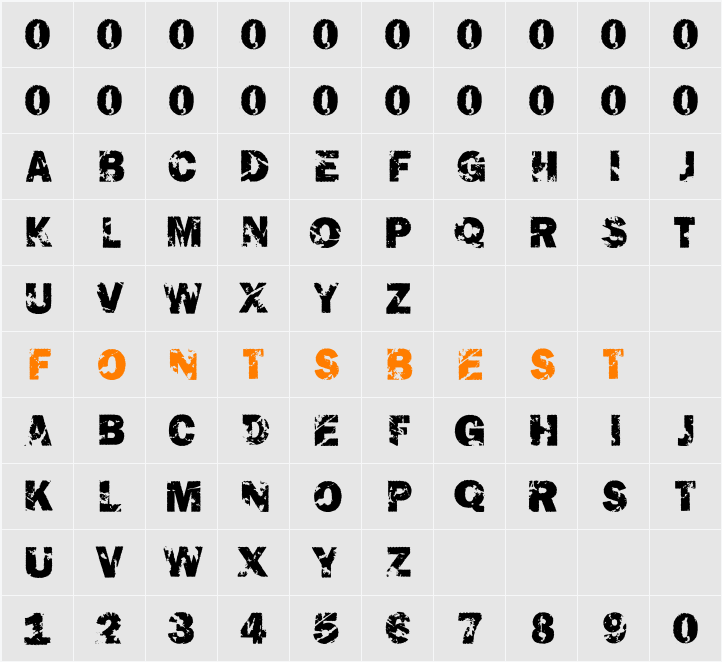 The End Font Character Map