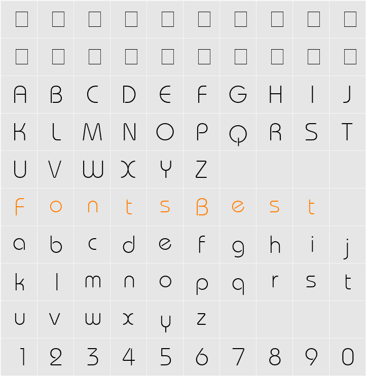 Dyname Light SSi Character Map