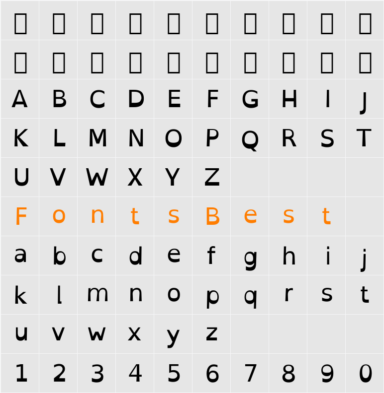 Open-Dyslexic Character Map