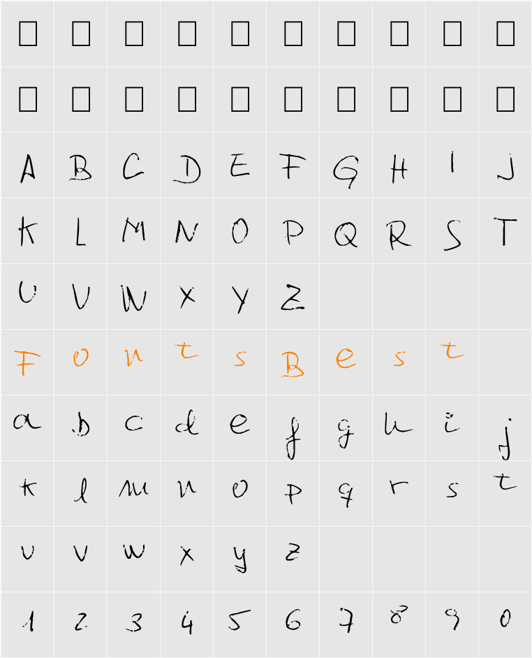 jcgr61 Character Map