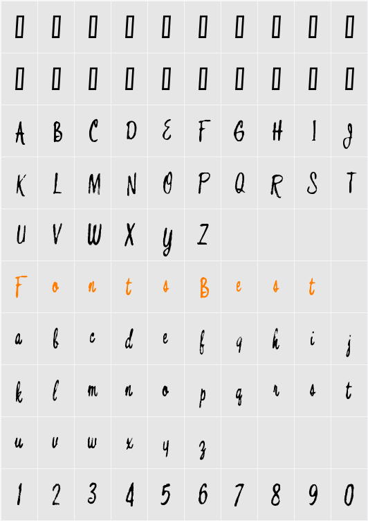 Bouffant Character Map