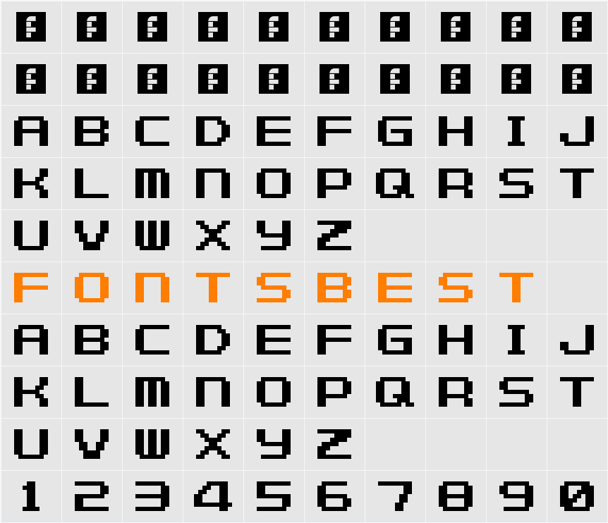 F-Zero GBA Text 1 Character Map
