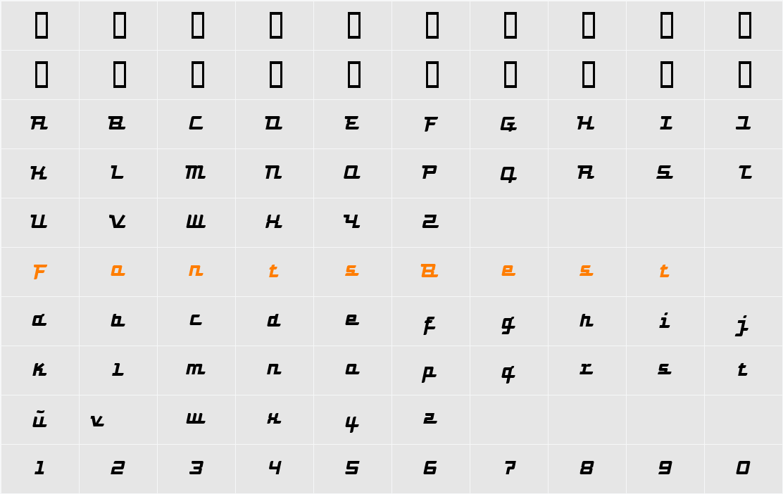 Turbon Character Map