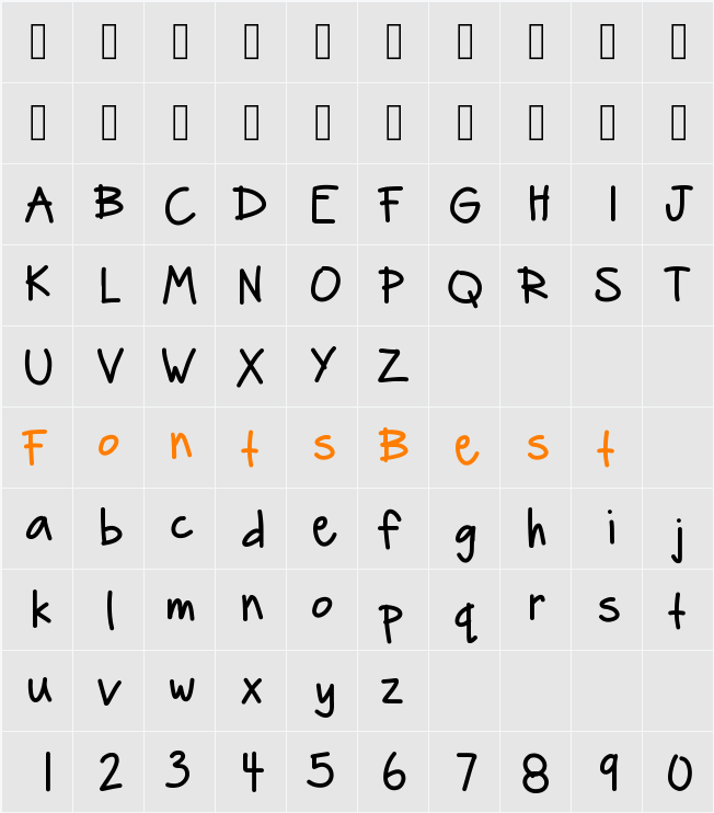 HelloBoomerang Character Map
