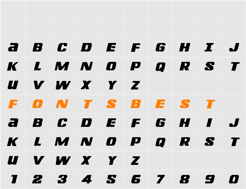 Left Hand Luke Italic Character Map