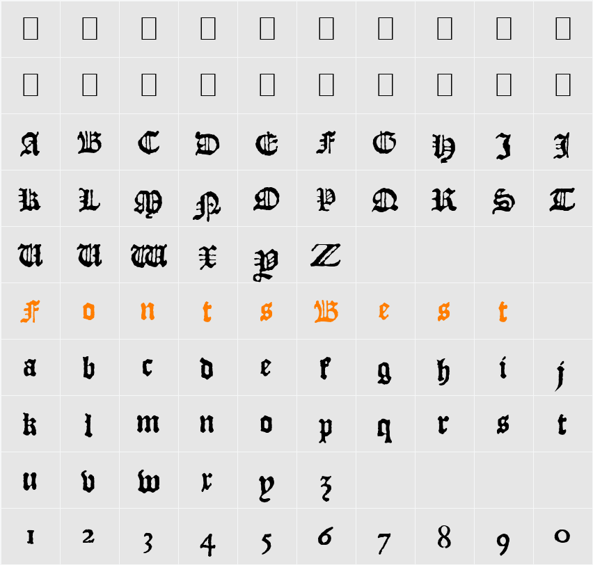JSL Blackletter Character Map