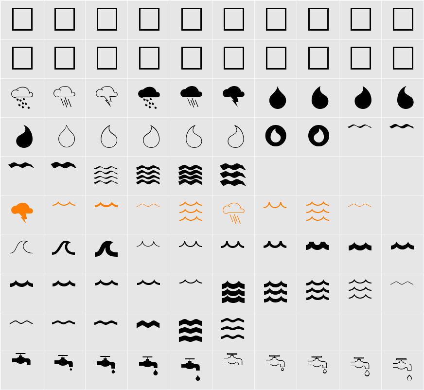 MCS Water Symbol Character Map