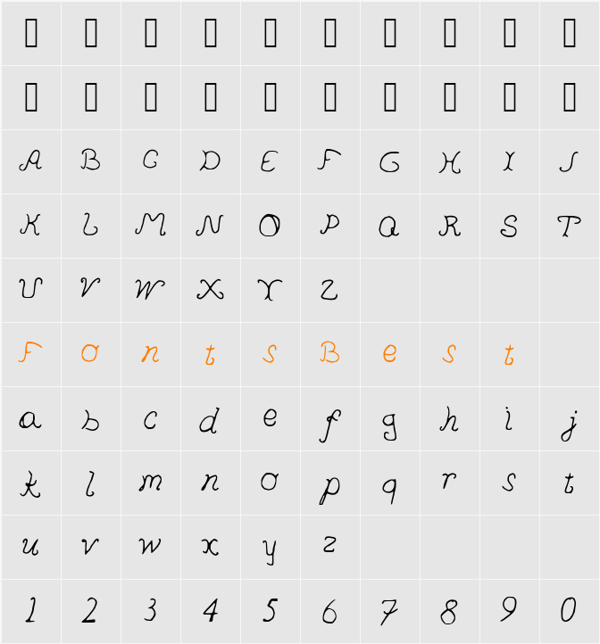PedersenFont Character Map