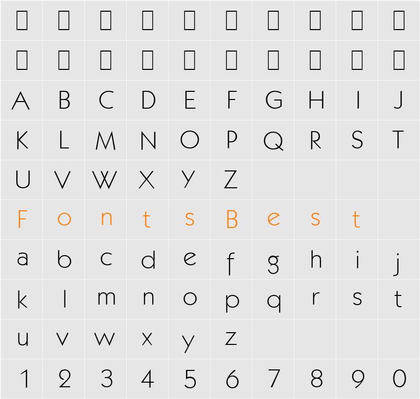 Koblenz-Serial-ExtraLight Character Map
