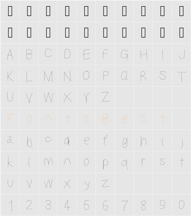 Kabina Character Map