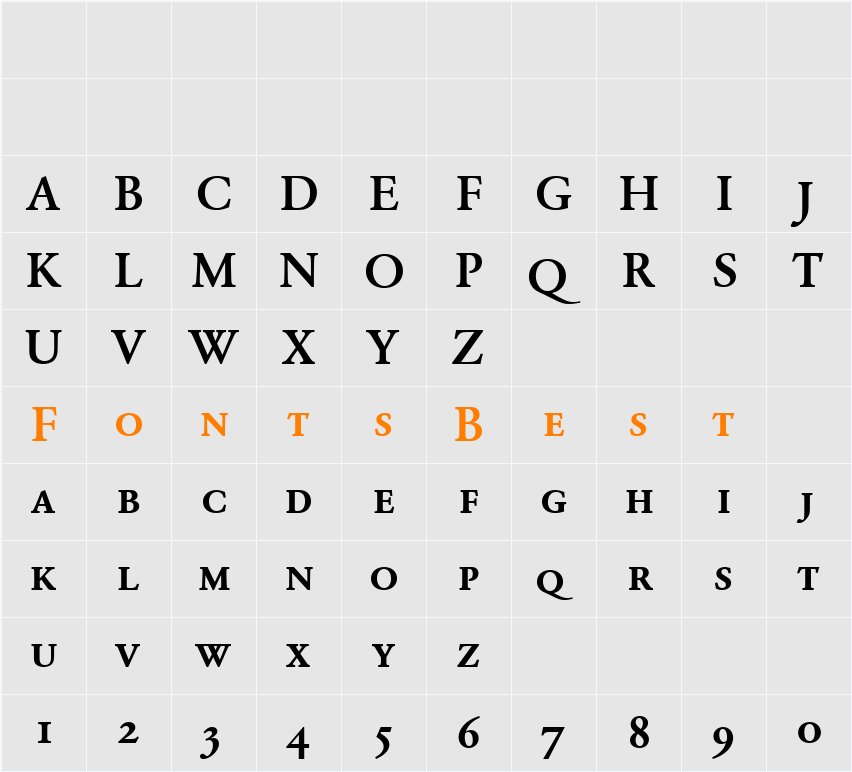 Garamond BE Character Map