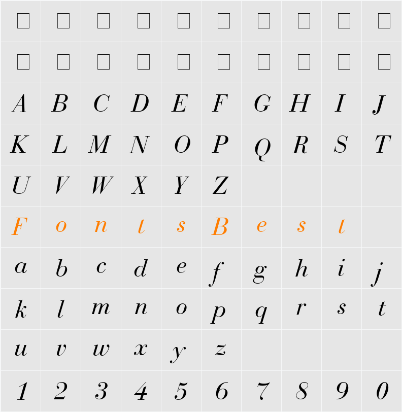 Bodoni Recut SSi Character Map