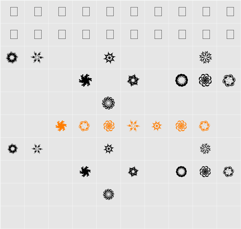 In The Zone Dingbats Character Map