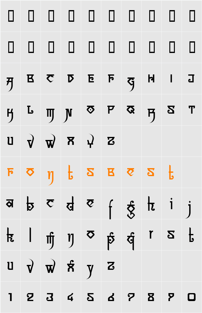 LTSansara Character Map